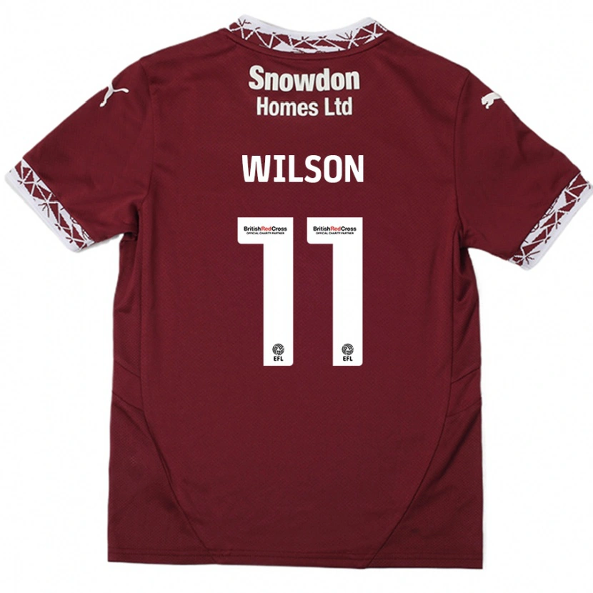 Danxen Børn James Wilson #11 Bourgogne Hjemmebane Spillertrøjer 2024/25 Trøje T-Shirt