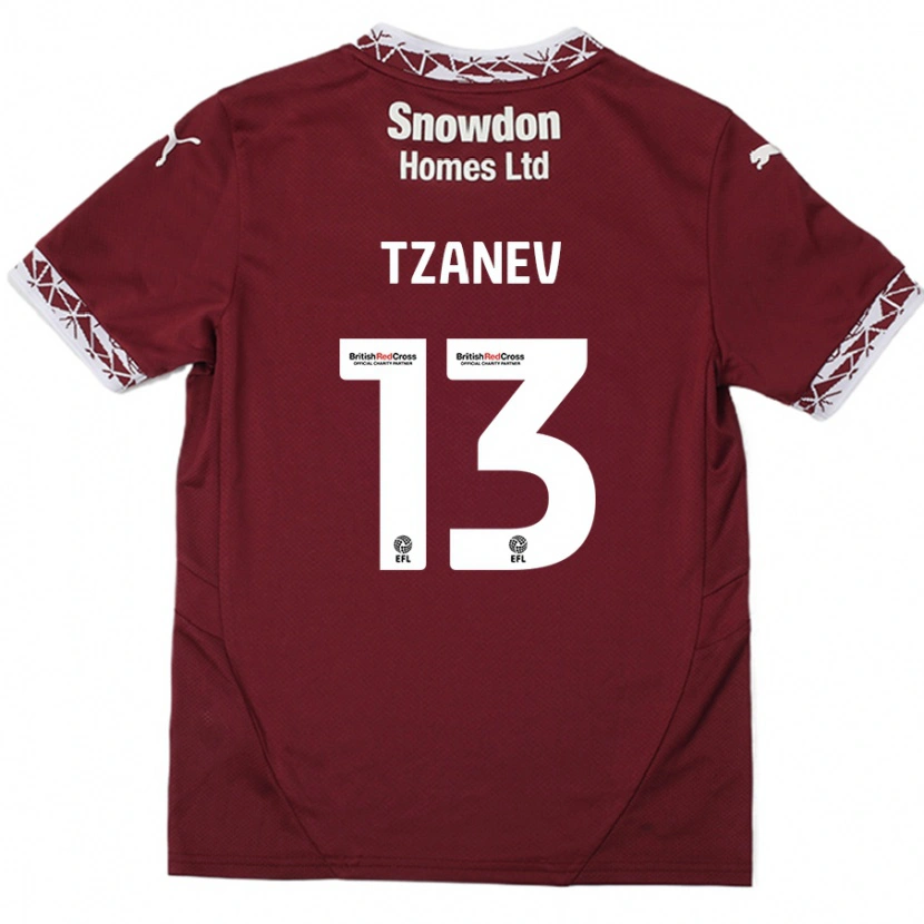 Danxen Børn Nik Tzanev #13 Bourgogne Hjemmebane Spillertrøjer 2024/25 Trøje T-Shirt