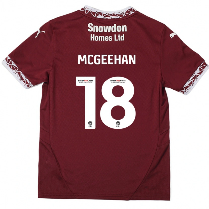 Danxen Børn Cameron Mcgeehan #18 Bourgogne Hjemmebane Spillertrøjer 2024/25 Trøje T-Shirt