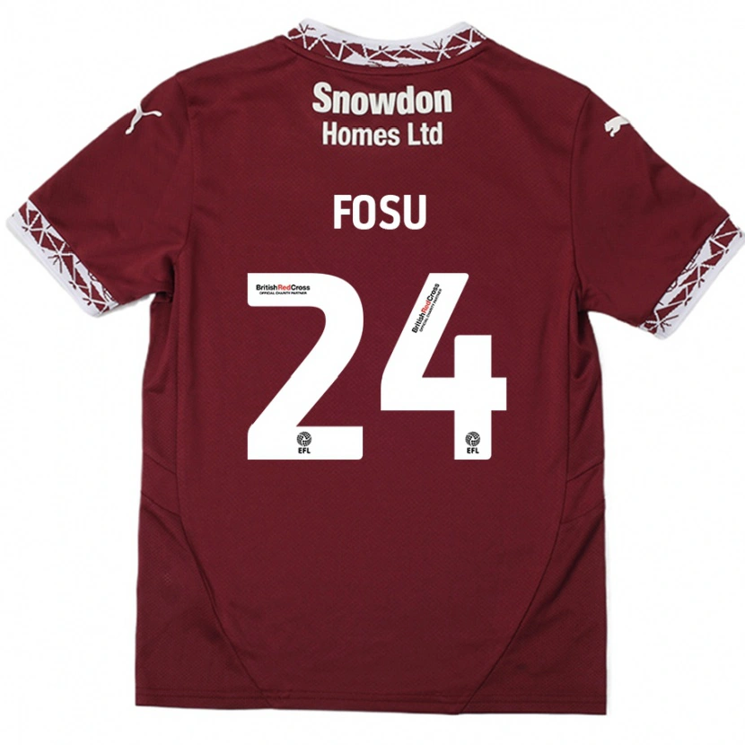 Danxen Børn Tariqe Fosu #24 Bourgogne Hjemmebane Spillertrøjer 2024/25 Trøje T-Shirt