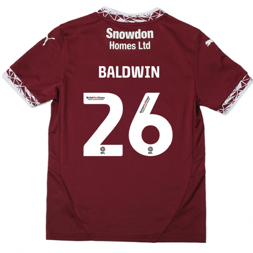 Danxen Børn Jack Baldwin #26 Bourgogne Hjemmebane Spillertrøjer 2024/25 Trøje T-Shirt
