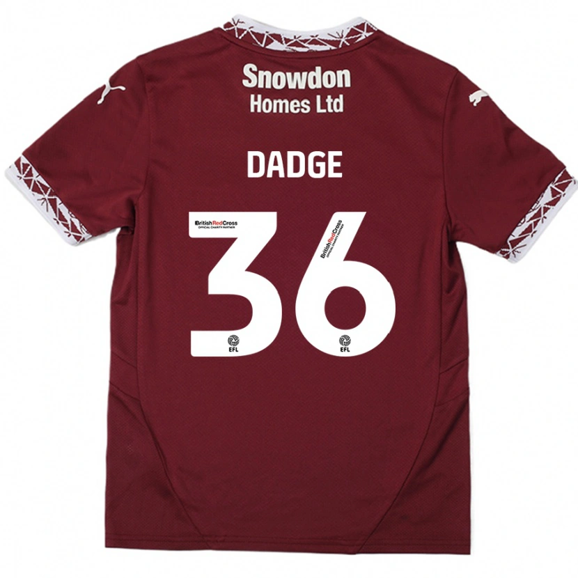 Danxen Børn James Dadge #36 Bourgogne Hjemmebane Spillertrøjer 2024/25 Trøje T-Shirt