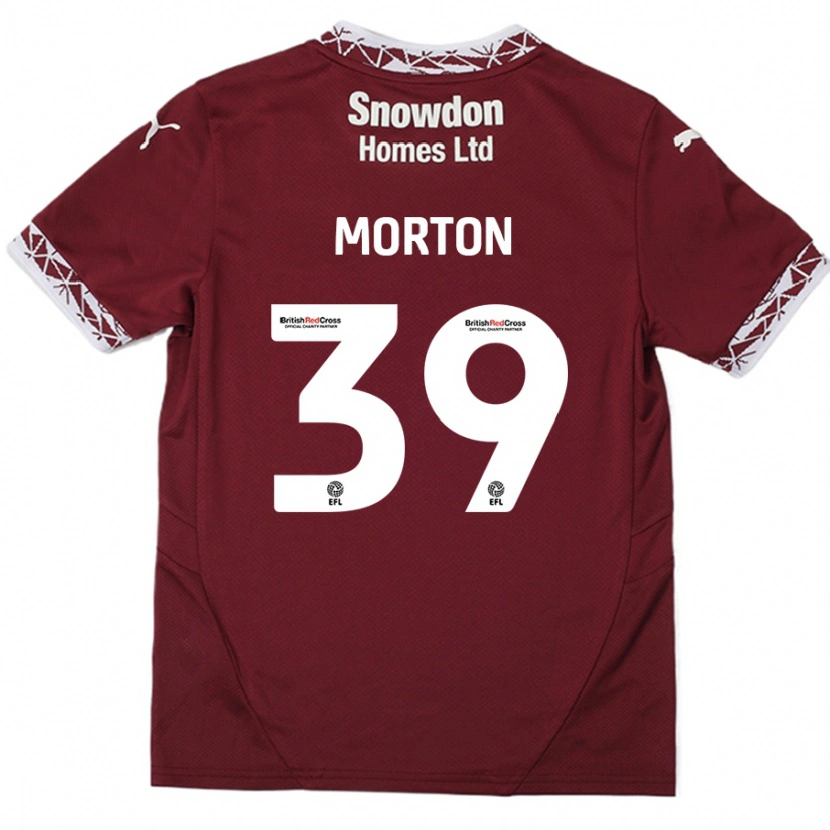 Danxen Børn Callum Morton #39 Bourgogne Hjemmebane Spillertrøjer 2024/25 Trøje T-Shirt