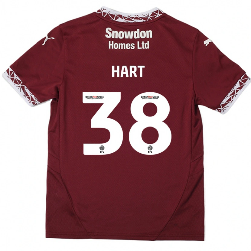 Danxen Børn Jamari Hart #38 Bourgogne Hjemmebane Spillertrøjer 2024/25 Trøje T-Shirt