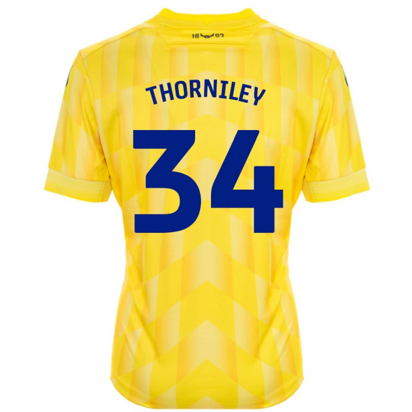 Danxen Børn Jordan Thorniley #34 Gul Hjemmebane Spillertrøjer 2024/25 Trøje T-Shirt
