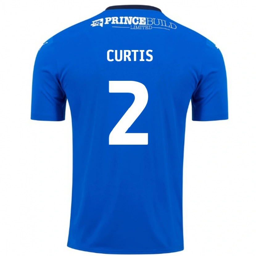 Danxen Børn Sam Curtis #2 Blå Hvid Hjemmebane Spillertrøjer 2024/25 Trøje T-Shirt