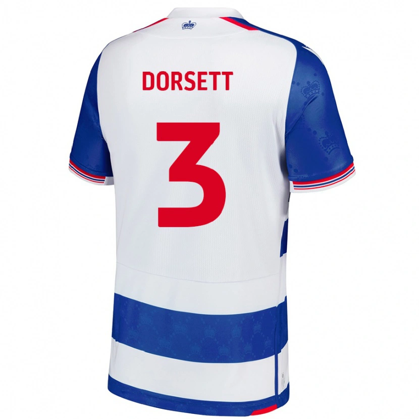 Danxen Børn Jeriel Dorsett #3 Blå Hvid Hjemmebane Spillertrøjer 2024/25 Trøje T-Shirt