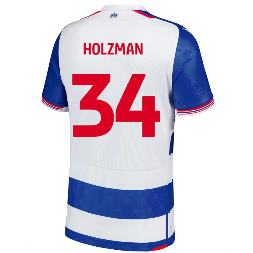 Danxen Børn Louie Holzman #34 Blå Hvid Hjemmebane Spillertrøjer 2024/25 Trøje T-Shirt