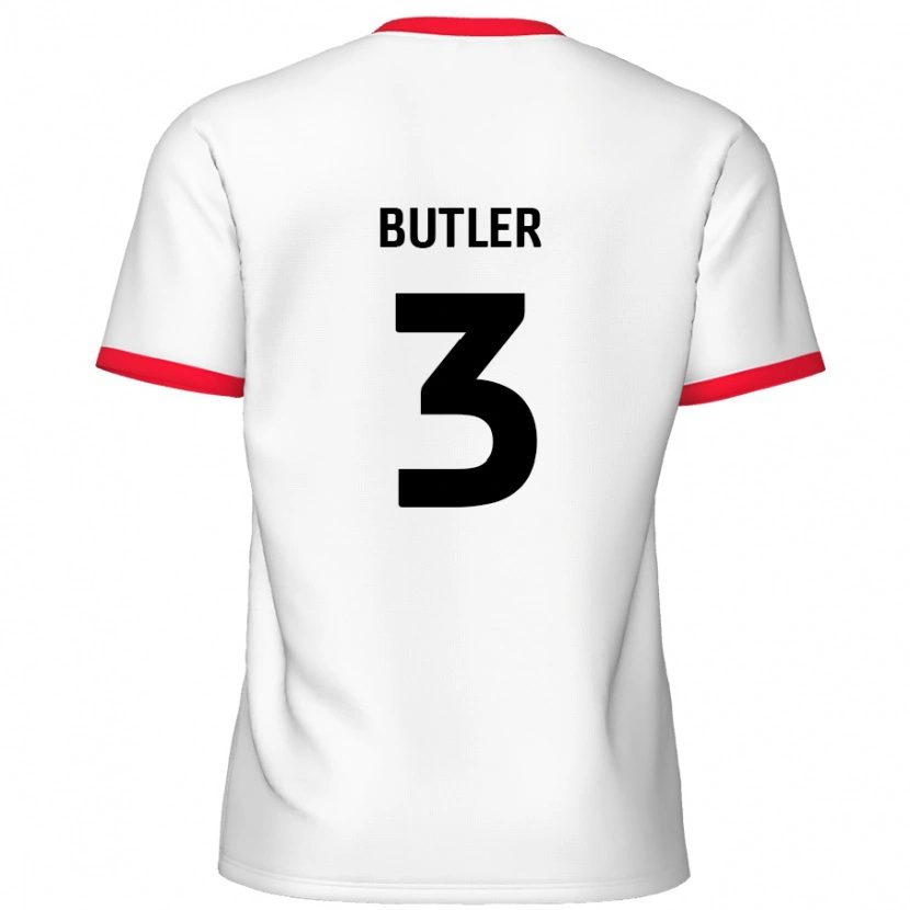Danxen Børn Dan Butler #3 Hvid Rød Hjemmebane Spillertrøjer 2024/25 Trøje T-Shirt