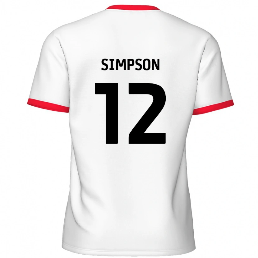 Danxen Børn Tyreece Simpson #12 Hvid Rød Hjemmebane Spillertrøjer 2024/25 Trøje T-Shirt