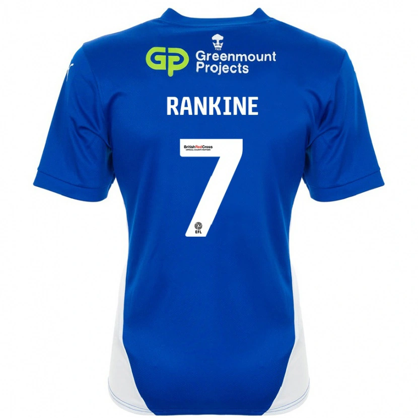 Danxen Børn Dion Rankine #7 Blå Hvid Hjemmebane Spillertrøjer 2024/25 Trøje T-Shirt