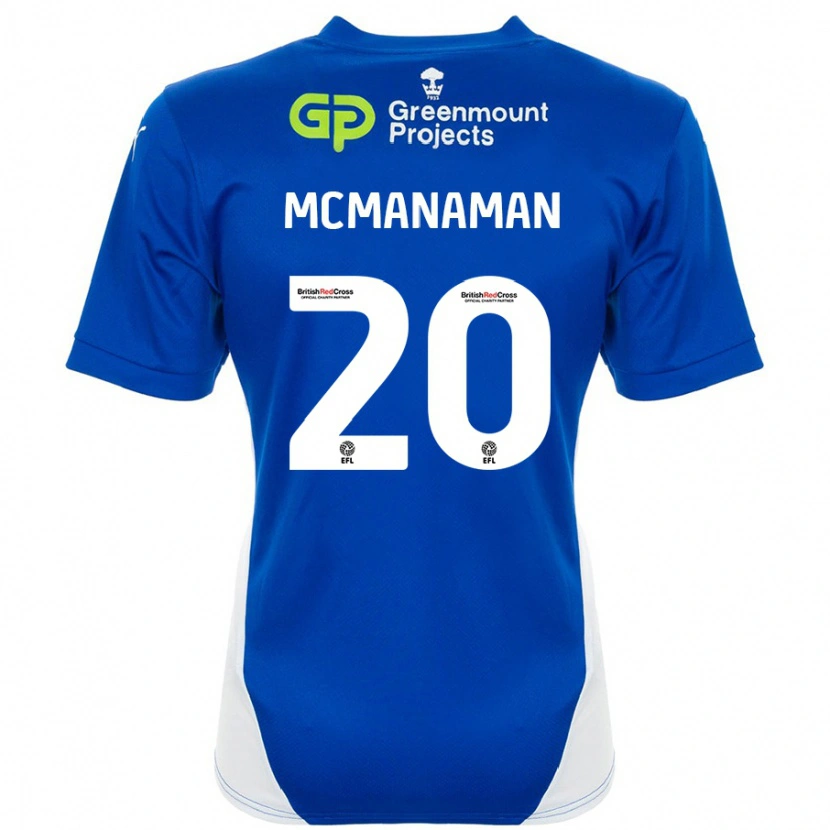 Danxen Børn Callum Mcmanaman #20 Blå Hvid Hjemmebane Spillertrøjer 2024/25 Trøje T-Shirt