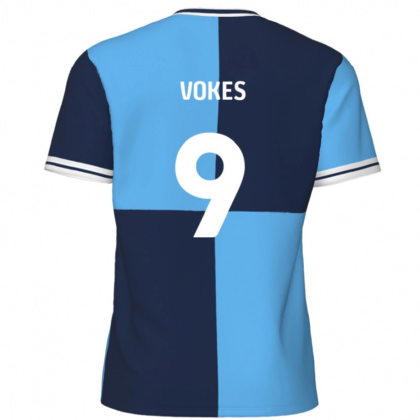 Danxen Børn Sam Vokes #9 Himmelblå Mørkeblå Hjemmebane Spillertrøjer 2024/25 Trøje T-Shirt