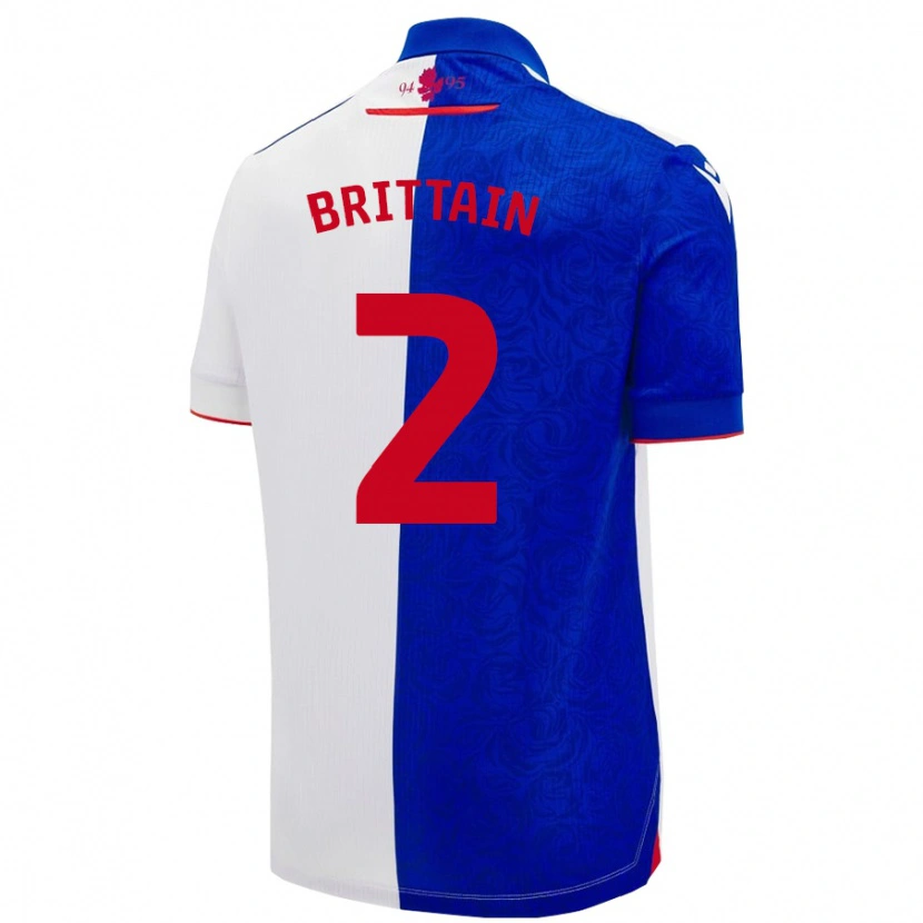 Danxen Børn Callum Brittain #2 Himmelblå Hvid Hjemmebane Spillertrøjer 2024/25 Trøje T-Shirt