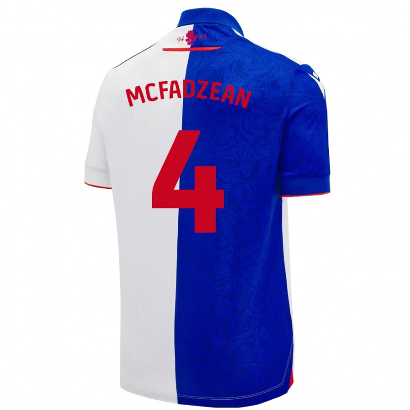 Danxen Børn Kyle Mcfadzean #4 Himmelblå Hvid Hjemmebane Spillertrøjer 2024/25 Trøje T-Shirt