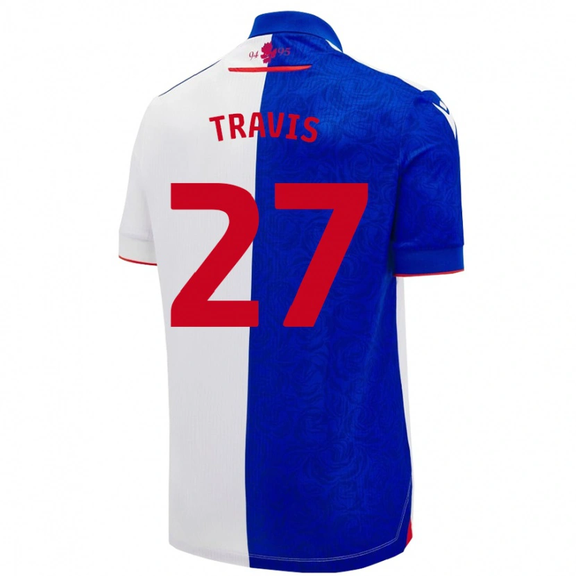 Danxen Børn Lewis Travis #27 Himmelblå Hvid Hjemmebane Spillertrøjer 2024/25 Trøje T-Shirt