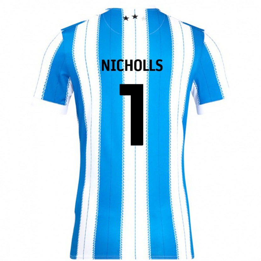 Danxen Børn Lee Nicholls #1 Blå Hvid Hjemmebane Spillertrøjer 2024/25 Trøje T-Shirt