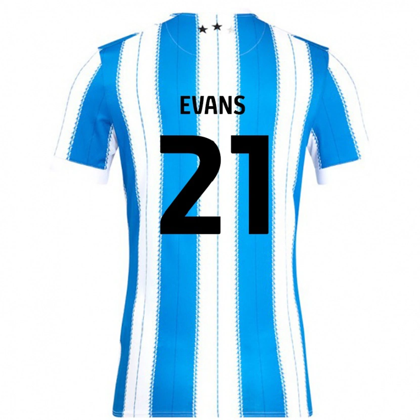 Danxen Børn Antony Evans #21 Blå Hvid Hjemmebane Spillertrøjer 2024/25 Trøje T-Shirt