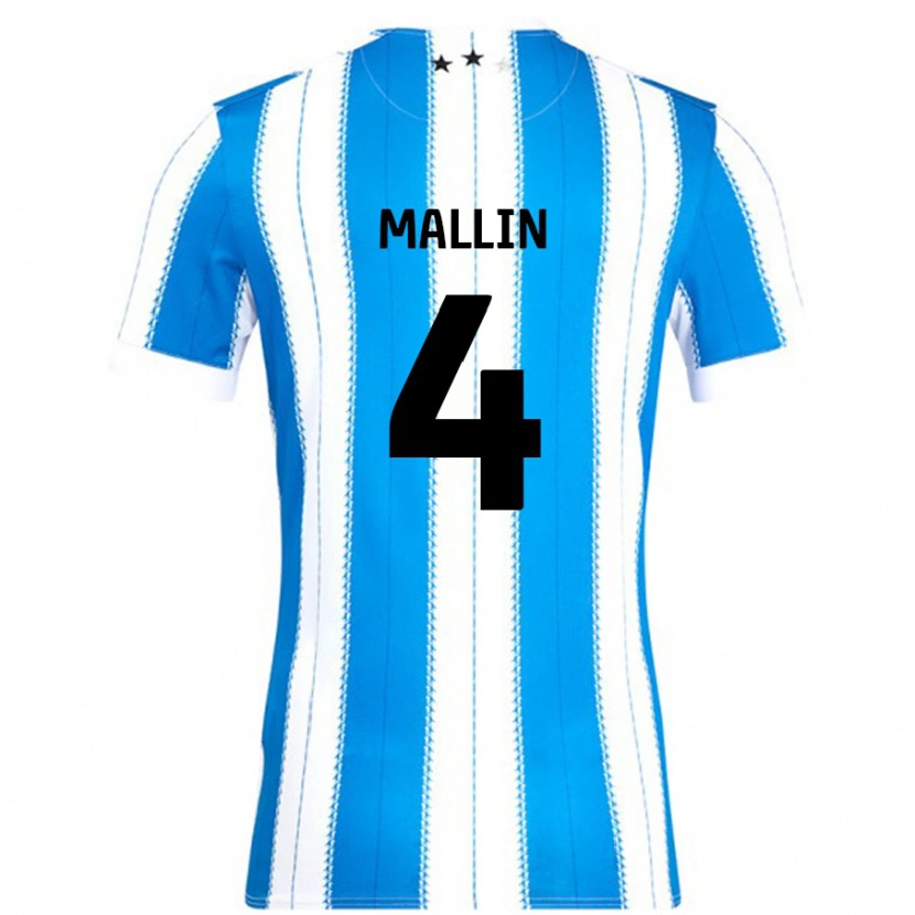 Danxen Børn Kate Mallin #4 Blå Hvid Hjemmebane Spillertrøjer 2024/25 Trøje T-Shirt