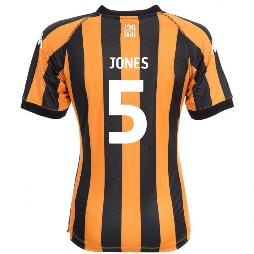 Danxen Børn Alfie Jones #5 Sort Rav Hjemmebane Spillertrøjer 2024/25 Trøje T-Shirt