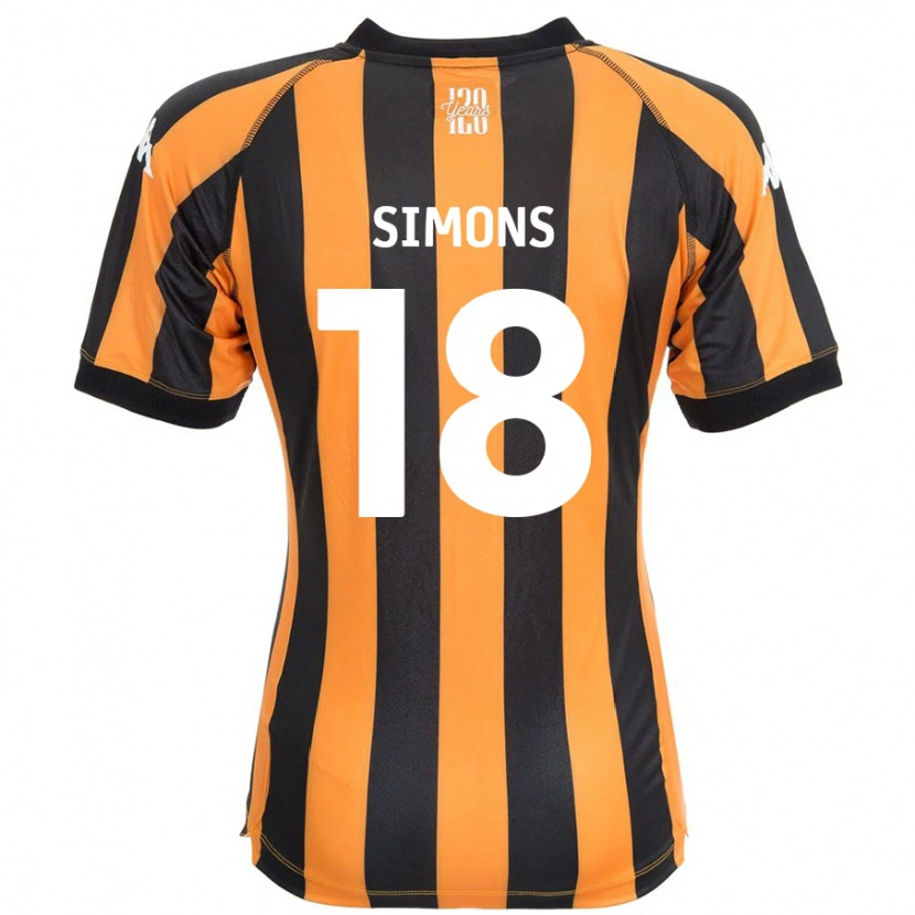 Danxen Børn Xavier Simons #18 Sort Rav Hjemmebane Spillertrøjer 2024/25 Trøje T-Shirt