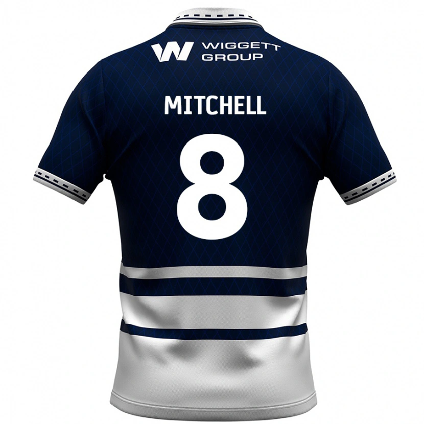Danxen Børn Billy Mitchell #8 Marineblå Hvid Hjemmebane Spillertrøjer 2024/25 Trøje T-Shirt
