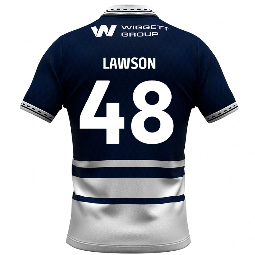 Danxen Børn Sha'mar Lawson #48 Marineblå Hvid Hjemmebane Spillertrøjer 2024/25 Trøje T-Shirt
