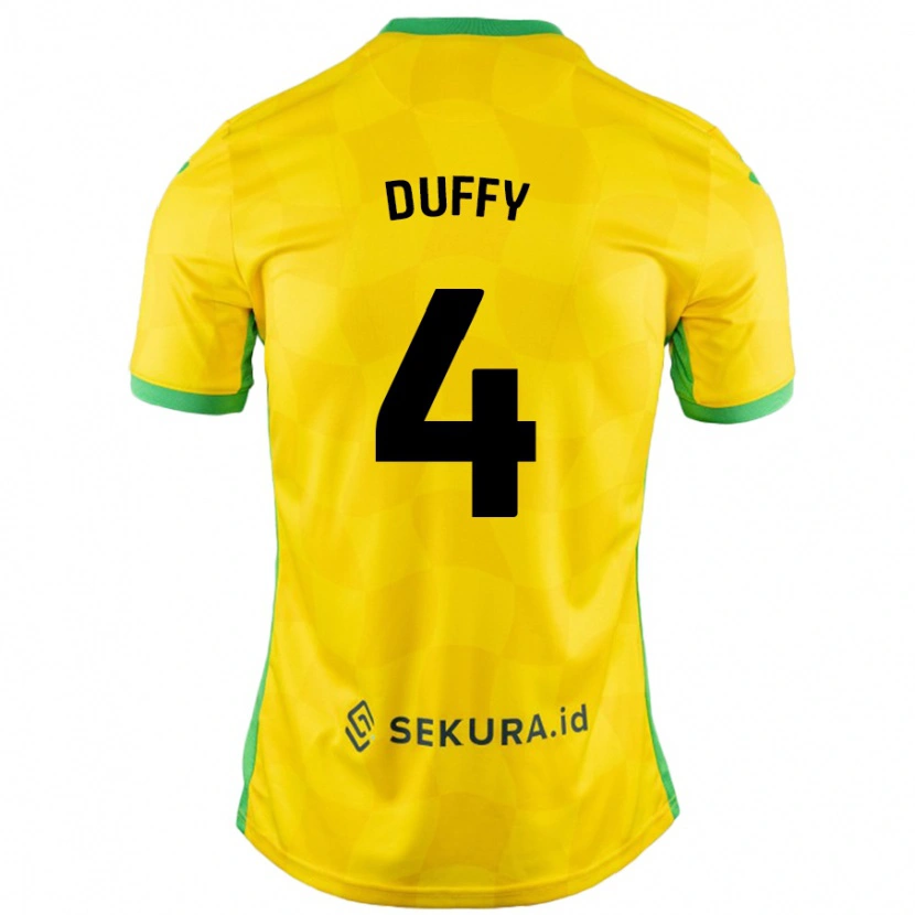 Danxen Børn Shane Duffy #4 Gul Grøn Hjemmebane Spillertrøjer 2024/25 Trøje T-Shirt