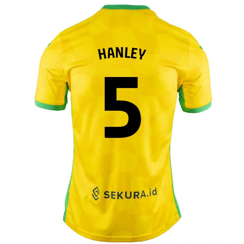 Danxen Børn Grant Hanley #5 Gul Grøn Hjemmebane Spillertrøjer 2024/25 Trøje T-Shirt