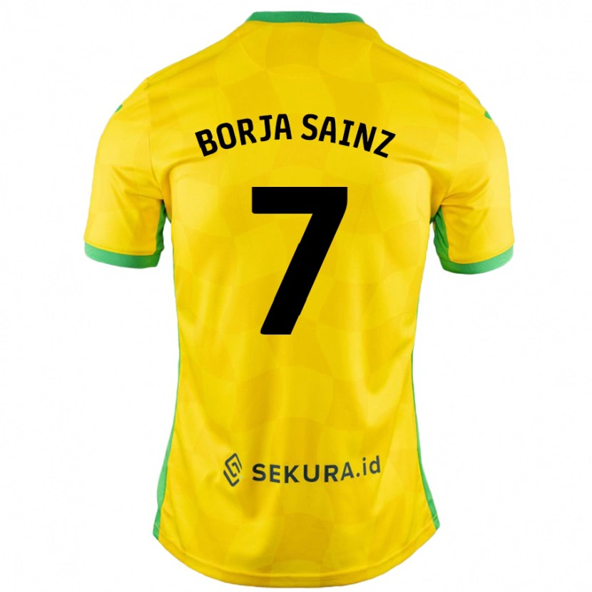 Danxen Børn Borja Sainz #7 Gul Grøn Hjemmebane Spillertrøjer 2024/25 Trøje T-Shirt
