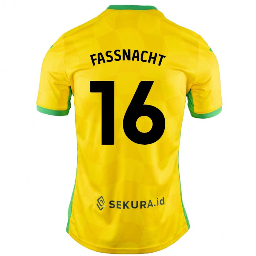 Danxen Børn Christian Fassnacht #16 Gul Grøn Hjemmebane Spillertrøjer 2024/25 Trøje T-Shirt