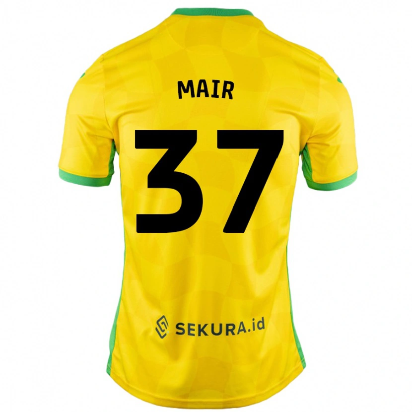 Danxen Børn Archie Mair #37 Gul Grøn Hjemmebane Spillertrøjer 2024/25 Trøje T-Shirt