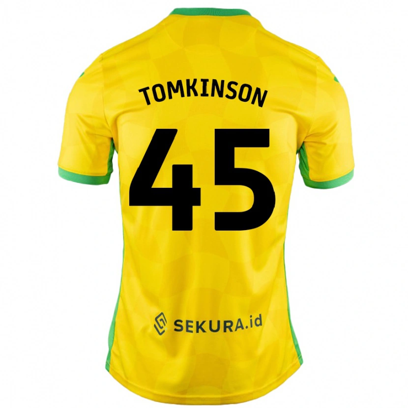 Danxen Børn Jonathan Tomkinson #45 Gul Grøn Hjemmebane Spillertrøjer 2024/25 Trøje T-Shirt