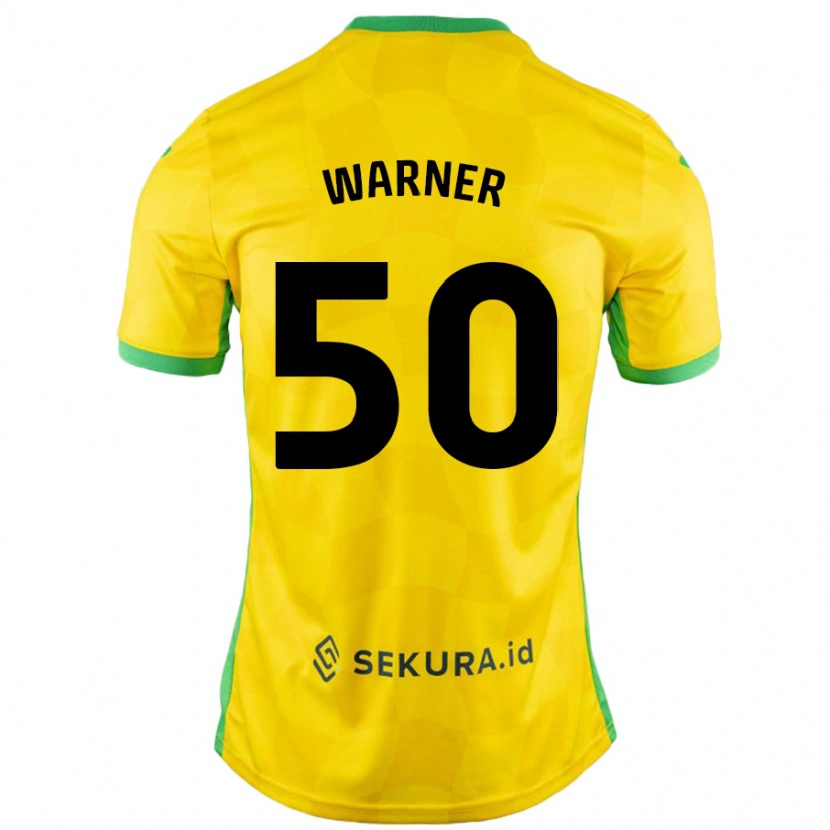 Danxen Børn Jaden Warner #50 Gul Grøn Hjemmebane Spillertrøjer 2024/25 Trøje T-Shirt