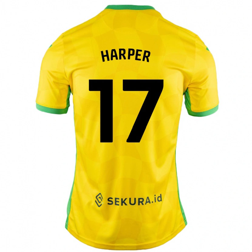 Danxen Børn Jess Harper #17 Gul Grøn Hjemmebane Spillertrøjer 2024/25 Trøje T-Shirt