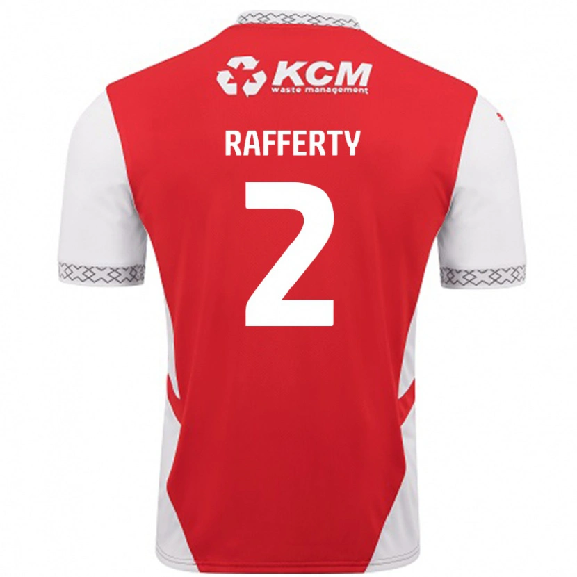 Danxen Børn Joe Rafferty #2 Rød Hvid Hjemmebane Spillertrøjer 2024/25 Trøje T-Shirt