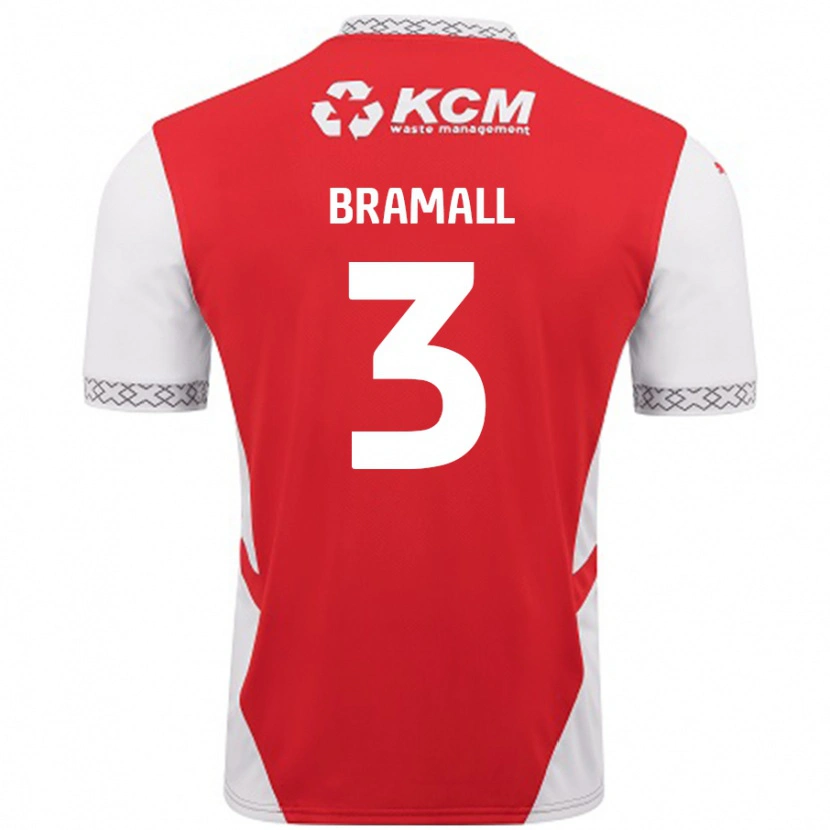 Danxen Børn Cohen Bramall #3 Rød Hvid Hjemmebane Spillertrøjer 2024/25 Trøje T-Shirt