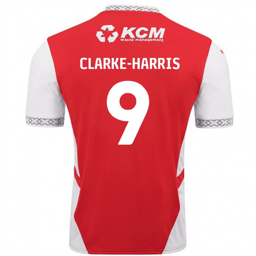 Danxen Børn Jonson Clarke-Harris #9 Rød Hvid Hjemmebane Spillertrøjer 2024/25 Trøje T-Shirt