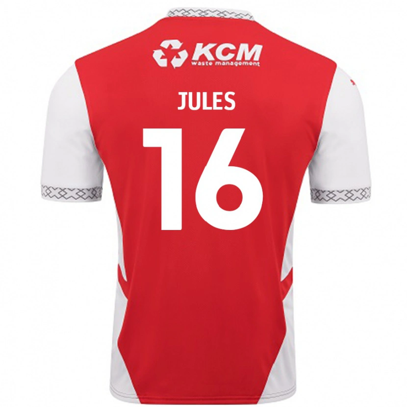 Danxen Børn Zak Jules #16 Rød Hvid Hjemmebane Spillertrøjer 2024/25 Trøje T-Shirt