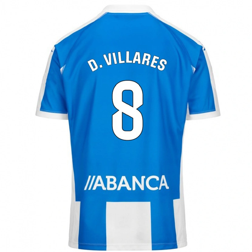 Danxen Børn Diego Villares #8 Blå Hvid Hjemmebane Spillertrøjer 2024/25 Trøje T-Shirt