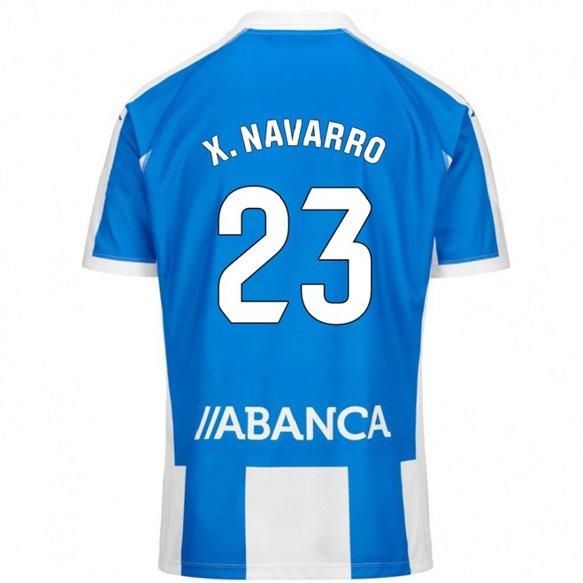 Danxen Børn Ximo Navarro #23 Blå Hvid Hjemmebane Spillertrøjer 2024/25 Trøje T-Shirt