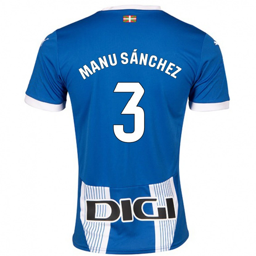 Danxen Børn Manu Sánchez #3 Blå Hjemmebane Spillertrøjer 2024/25 Trøje T-Shirt