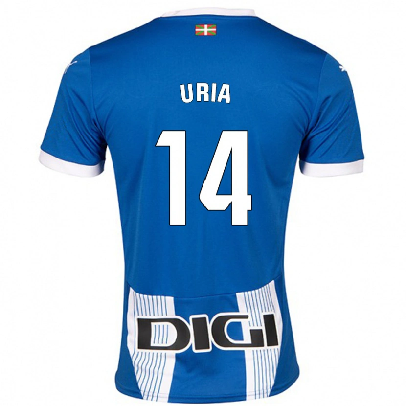 Danxen Børn Iker Uria #14 Blå Hjemmebane Spillertrøjer 2024/25 Trøje T-Shirt