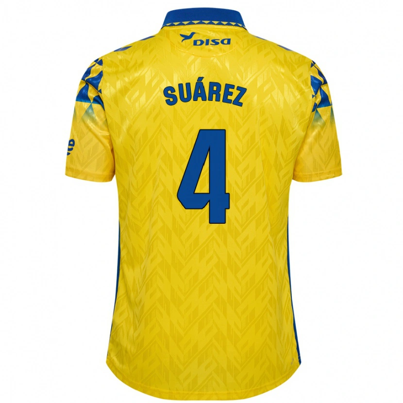 Danxen Børn Alex Suárez #4 Gul Blå Hjemmebane Spillertrøjer 2024/25 Trøje T-Shirt