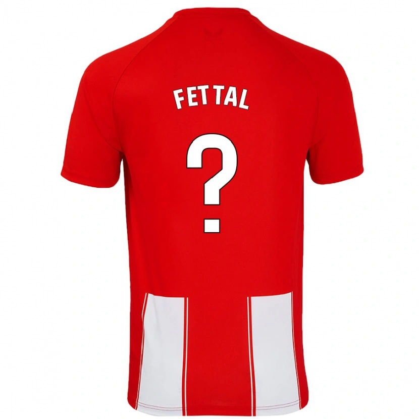 Danxen Børn Rachad Fettal #0 Rød Hvid Hjemmebane Spillertrøjer 2024/25 Trøje T-Shirt
