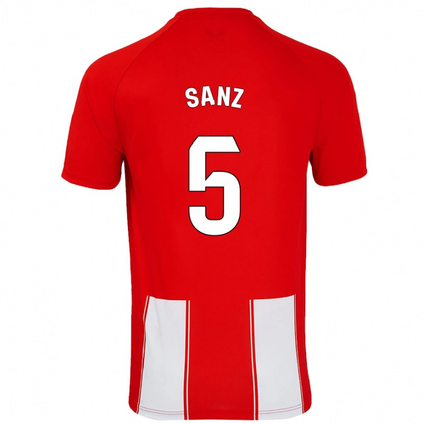 Danxen Børn Paco Sanz #5 Rød Hvid Hjemmebane Spillertrøjer 2024/25 Trøje T-Shirt