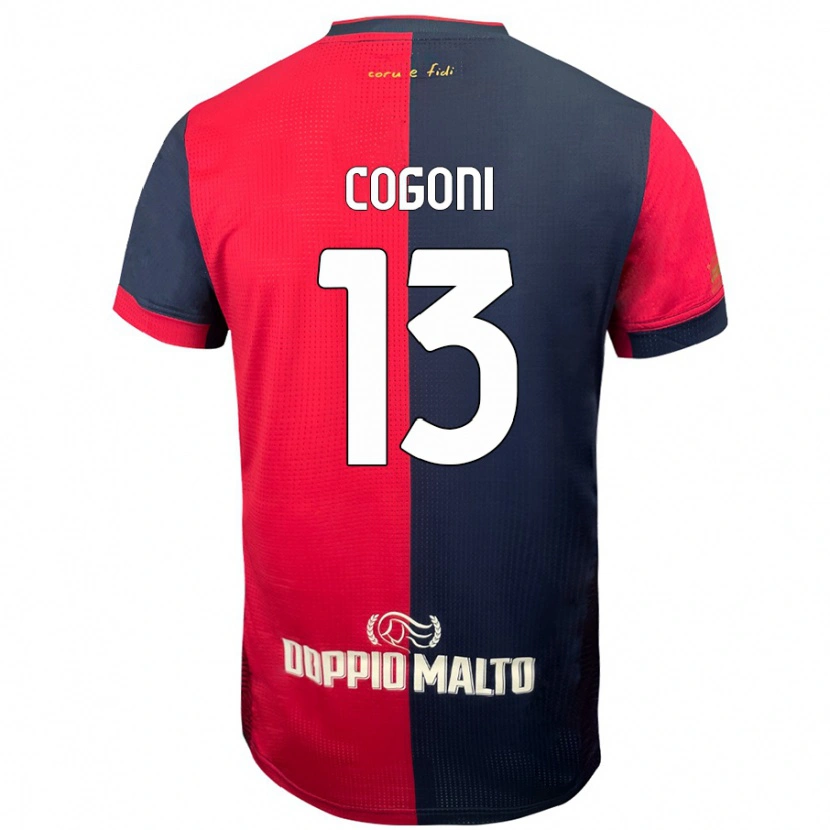 Danxen Børn Andrea Cogoni #13 Rød Mørkere Blå Hjemmebane Spillertrøjer 2024/25 Trøje T-Shirt