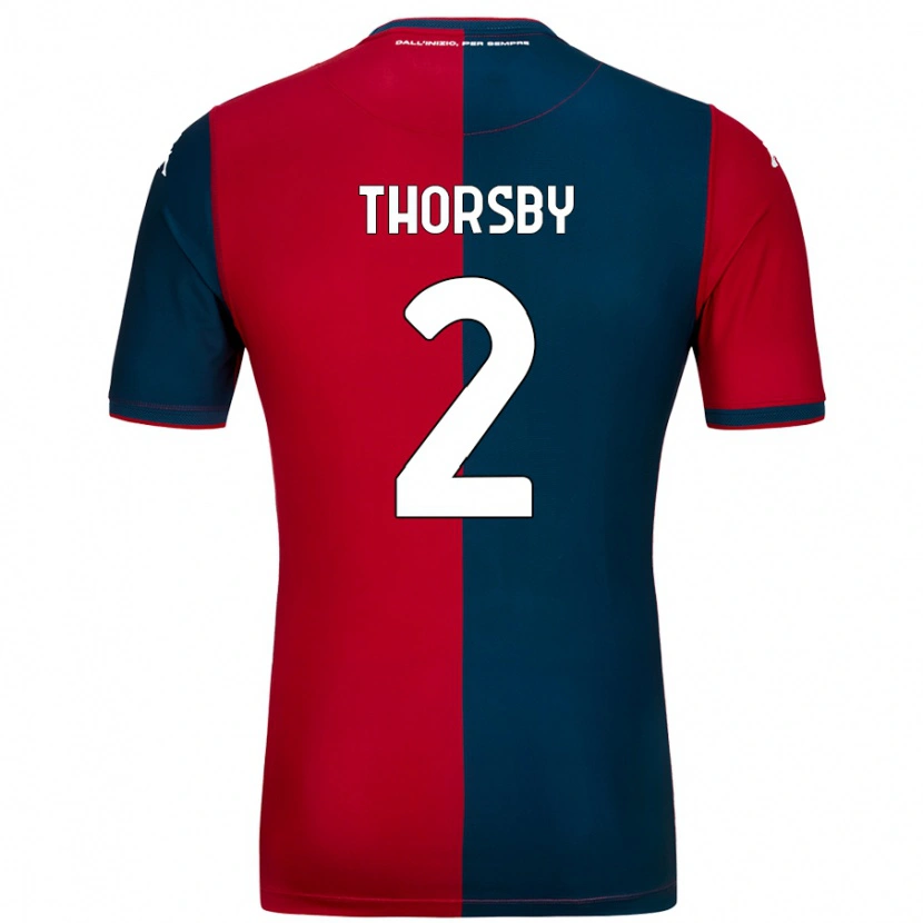 Danxen Børn Morten Thorsby #2 Rød Mørkeblå Hjemmebane Spillertrøjer 2024/25 Trøje T-Shirt