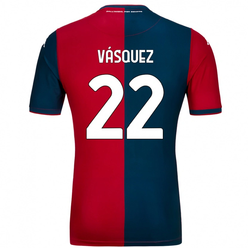 Danxen Børn Johan Vásquez #22 Rød Mørkeblå Hjemmebane Spillertrøjer 2024/25 Trøje T-Shirt