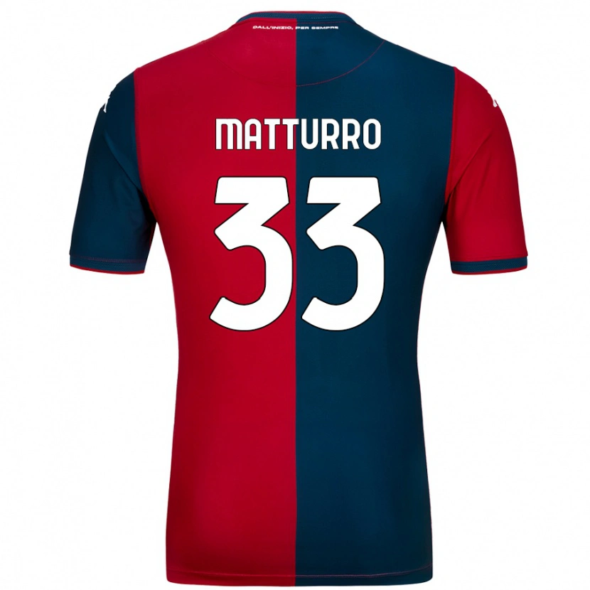 Danxen Børn Alan Matturro #33 Rød Mørkeblå Hjemmebane Spillertrøjer 2024/25 Trøje T-Shirt